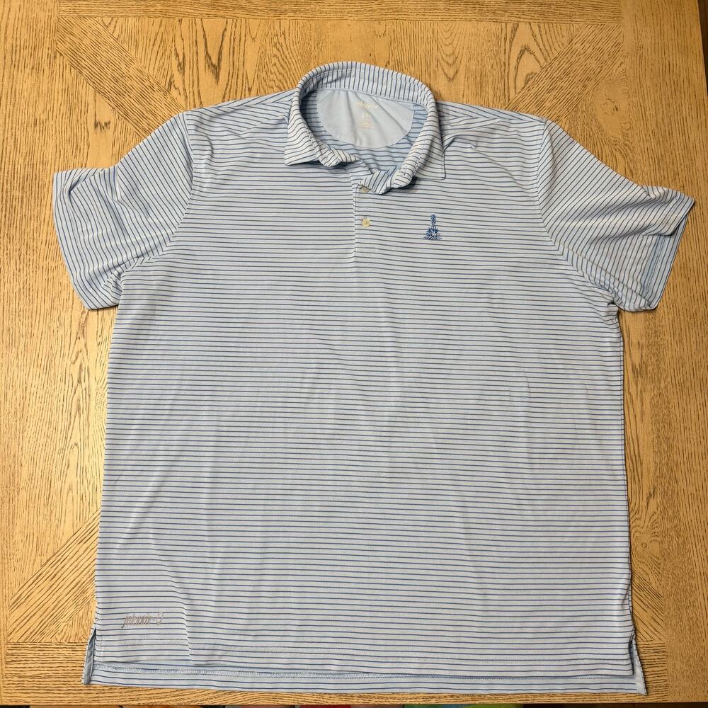 Johnnie-O Striped Hoover Performance Polo in‎ Malibu XXl
